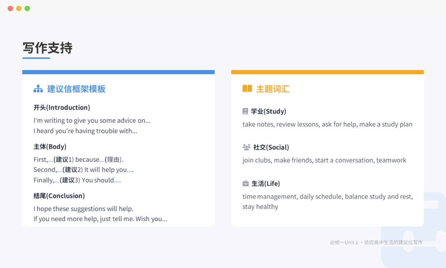 建议信题材常用句型与主题词汇
