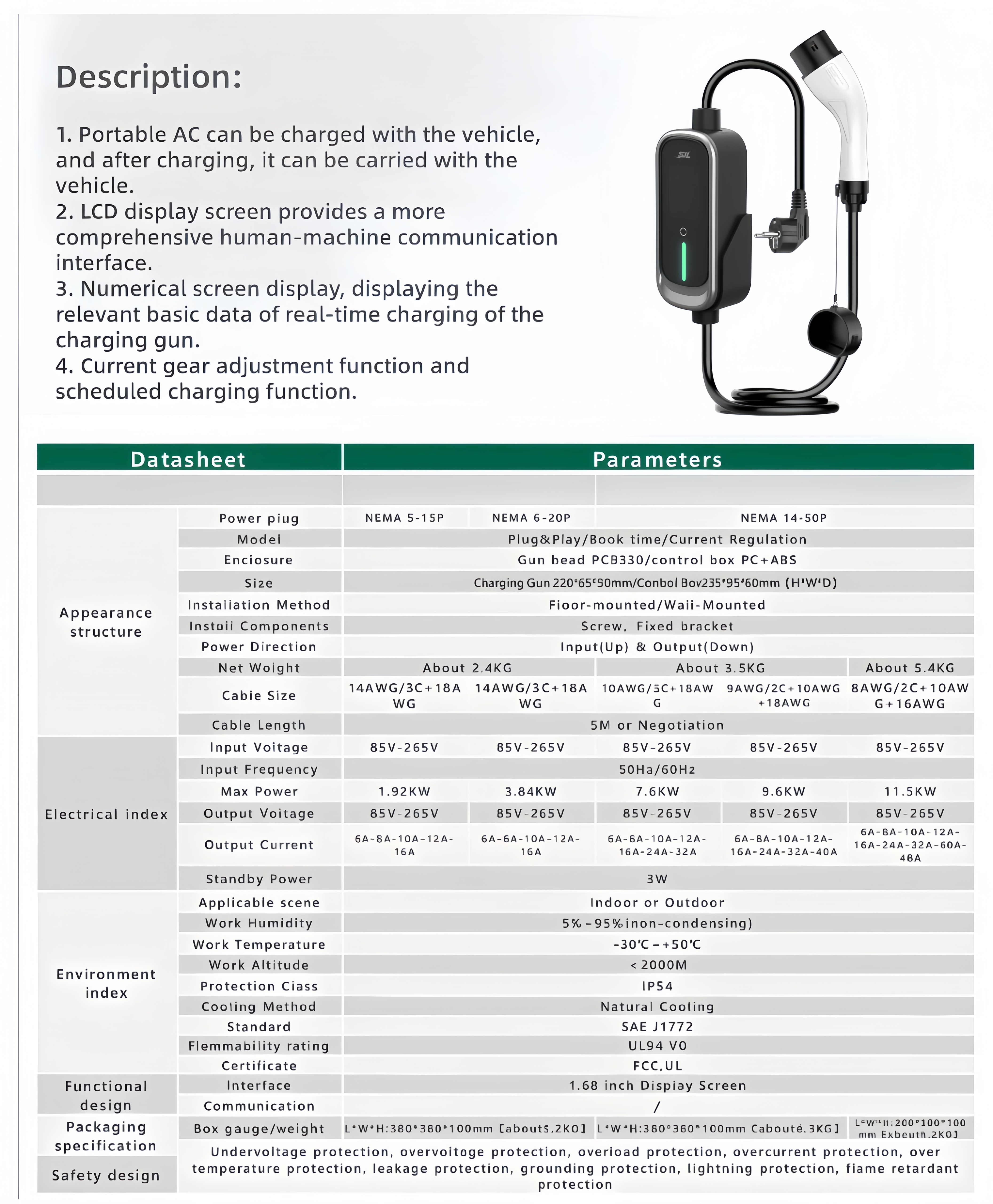 Type1 / Type2 / GBT AC Portable DYREM-EU-888019 view 4