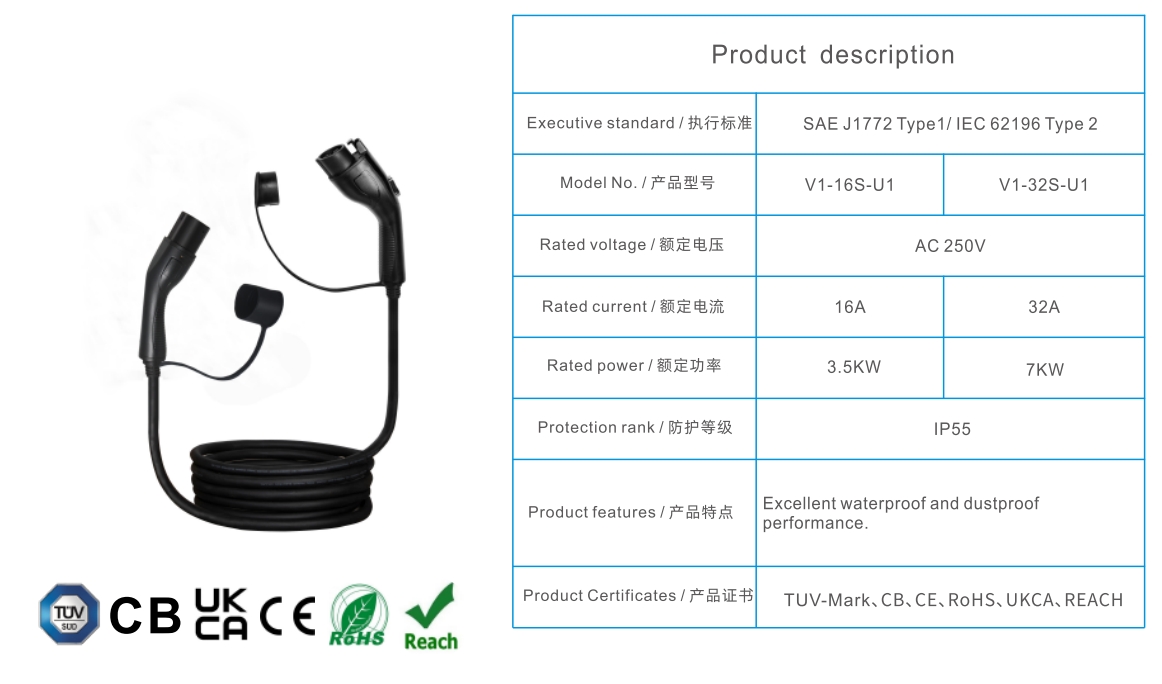 Type2 to Type1 / GBT / Type2 / TeslaCharging Cables DYREM-888037 view 6