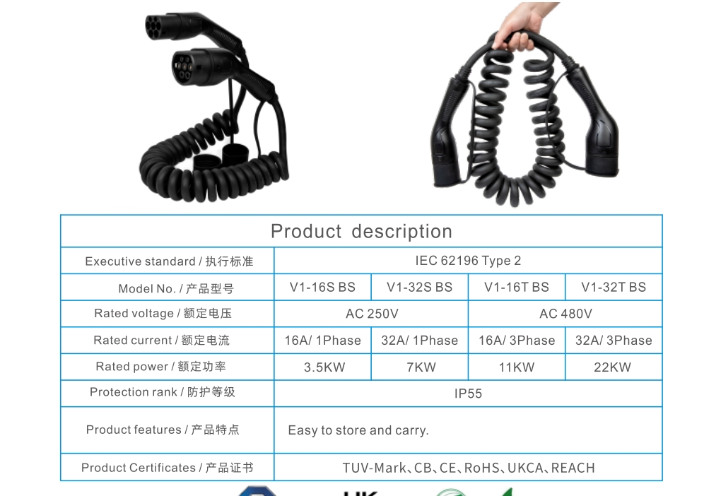 Type2 to Type1 / GBT / Type2 / TeslaCharging Cables DYREM-888037 view 5